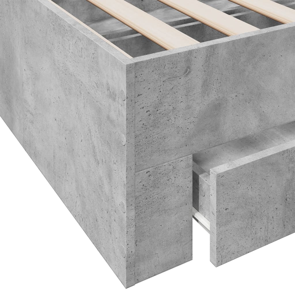Bedframe met lades bewerkt hout betongrijs 150x200 cm is nu te koop bij PeponiXL, paradijselijk wonen!