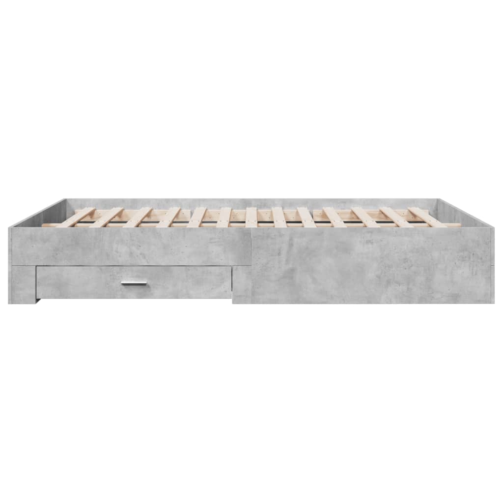 Bedframe met lades bewerkt hout betongrijs 140x200 cm is nu te koop bij PeponiXL, paradijselijk wonen!