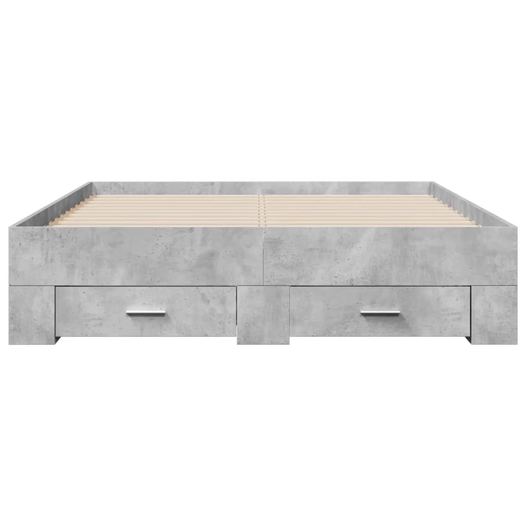 Bedframe met lades bewerkt hout betongrijs 135x190 cm is nu te koop bij PeponiXL, paradijselijk wonen!