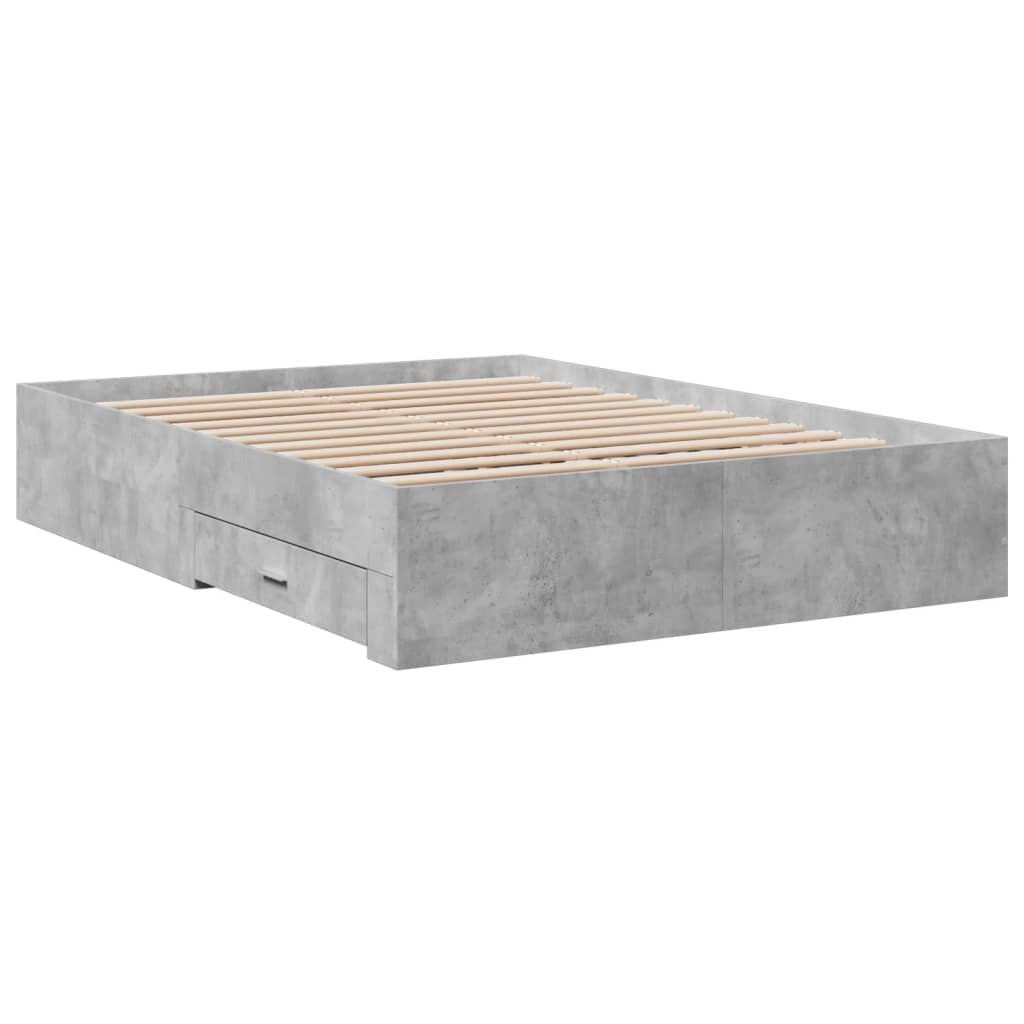 Bedframe met lades bewerkt hout betongrijs 120x190 cm is nu te koop bij PeponiXL, paradijselijk wonen!