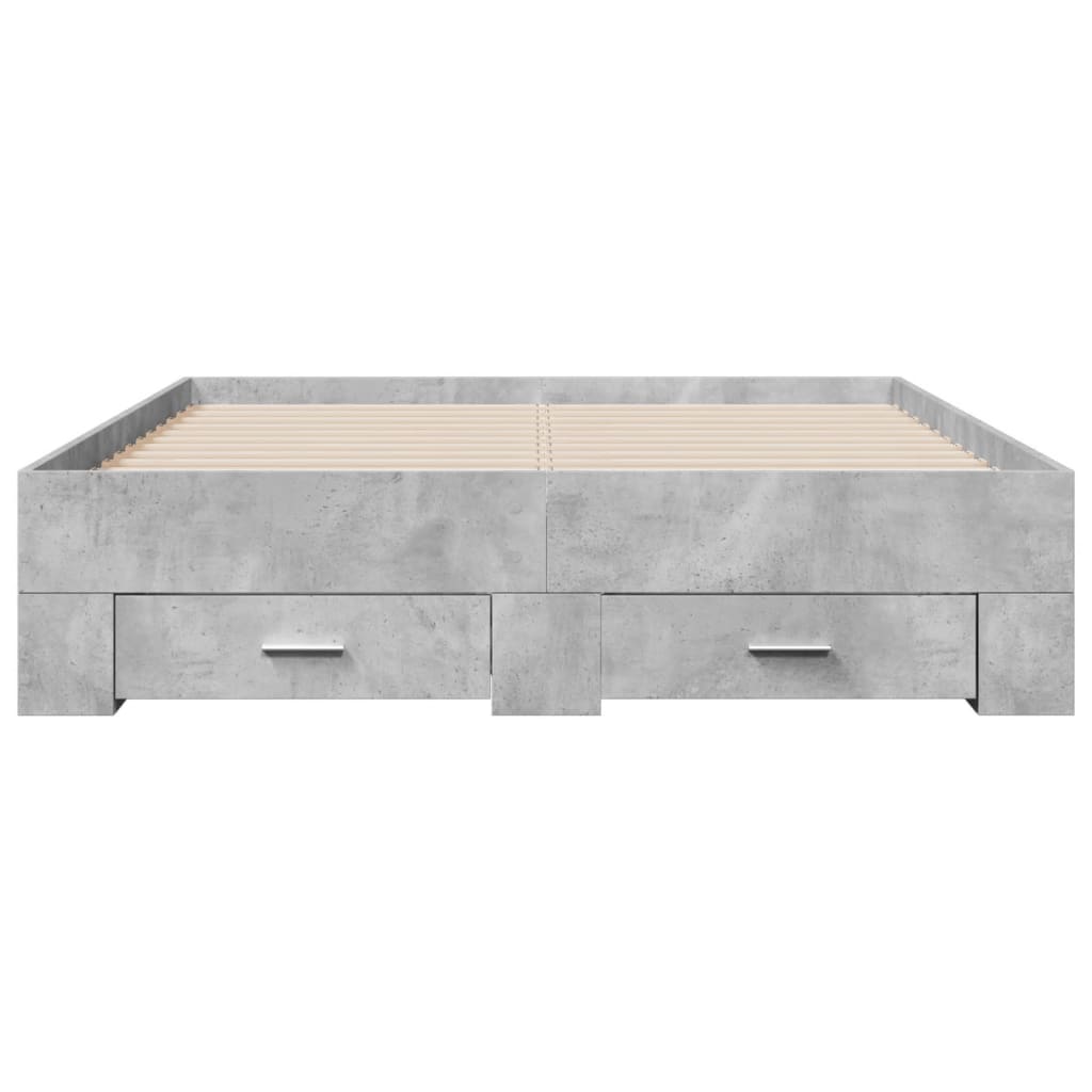 Bedframe met lades bewerkt hout betongrijs 120x190 cm is nu te koop bij PeponiXL, paradijselijk wonen!