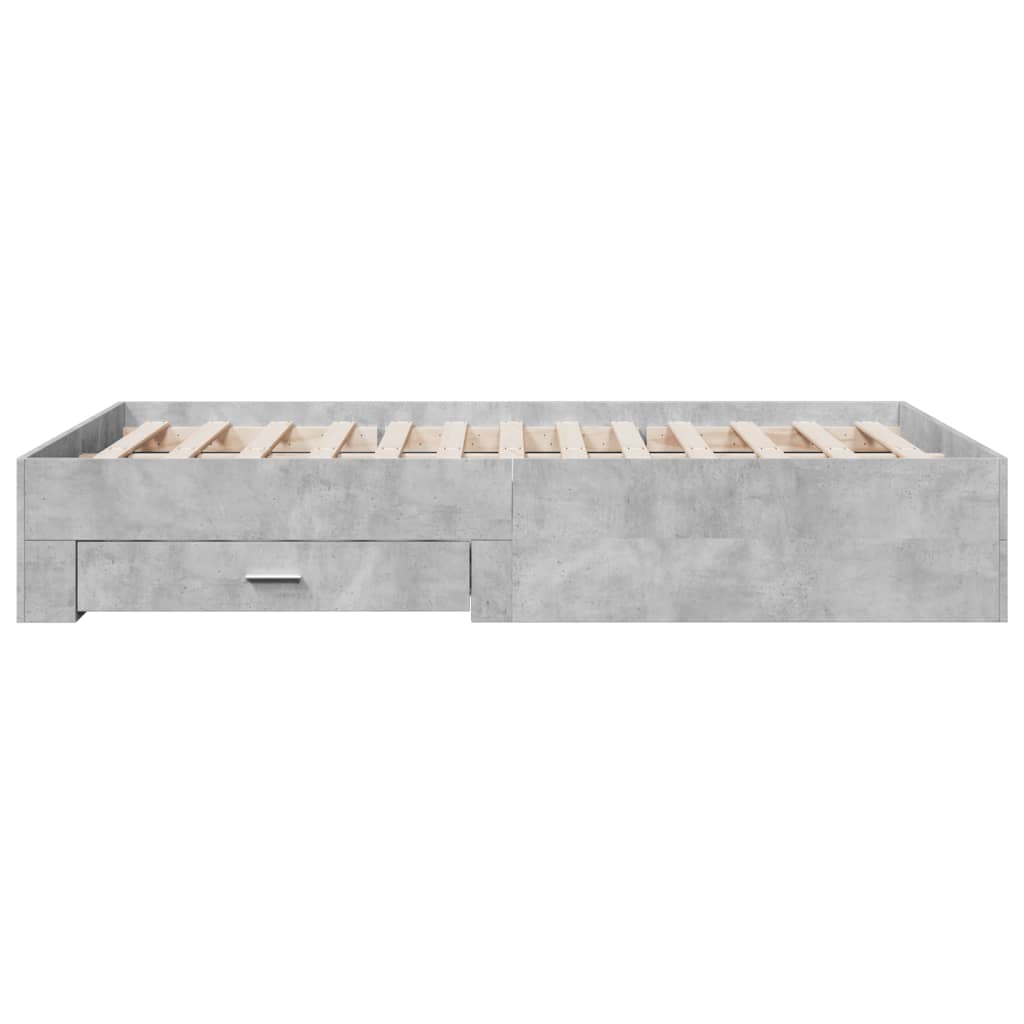 Bedframe met lades bewerkt hout betongrijs 120x190 cm is nu te koop bij PeponiXL, paradijselijk wonen!