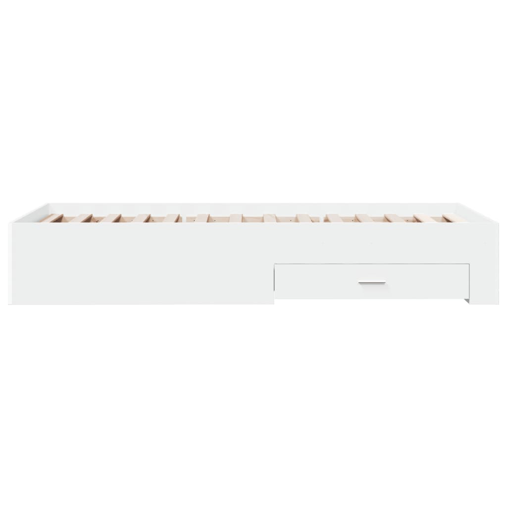 Bedframe met lades bewerkt hout wit 100x200 cm is nu te koop bij PeponiXL, paradijselijk wonen!