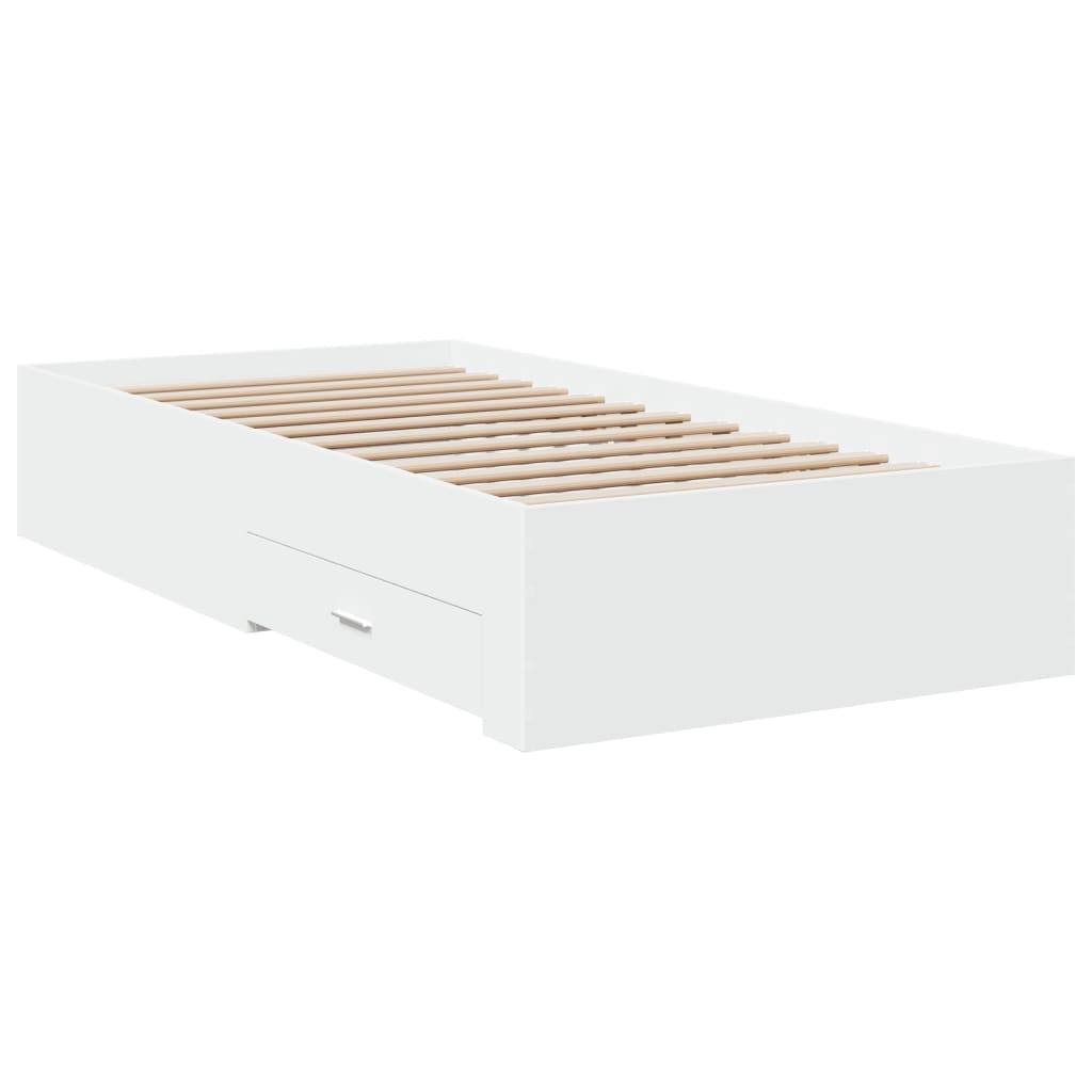 Bedframe met lades bewerkt hout wit 100x200 cm is nu te koop bij PeponiXL, paradijselijk wonen!