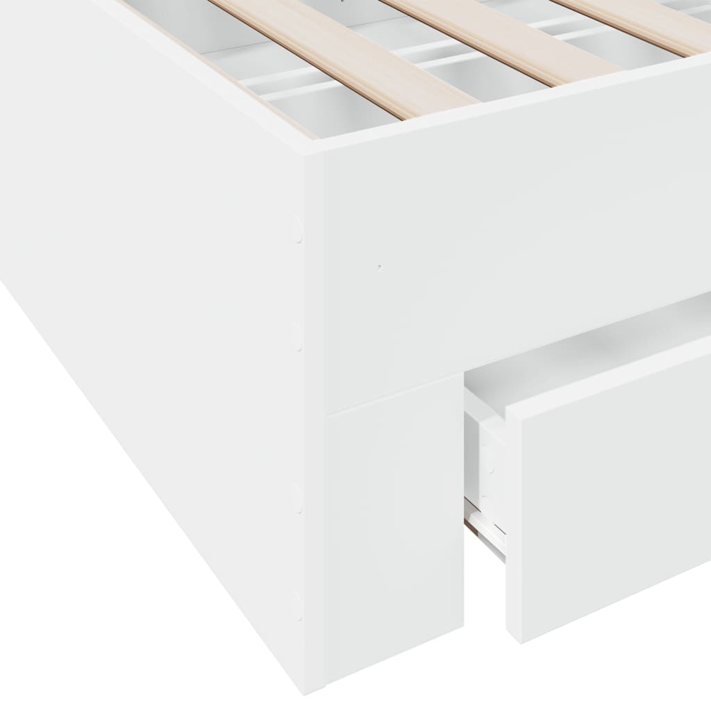 Bedframe met lades bewerkt hout wit 100x200 cm is nu te koop bij PeponiXL, paradijselijk wonen!