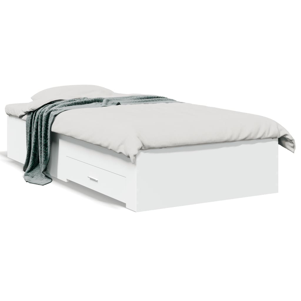 Bedframe met lades bewerkt hout wit 100x200 cm is nu te koop bij PeponiXL, paradijselijk wonen!