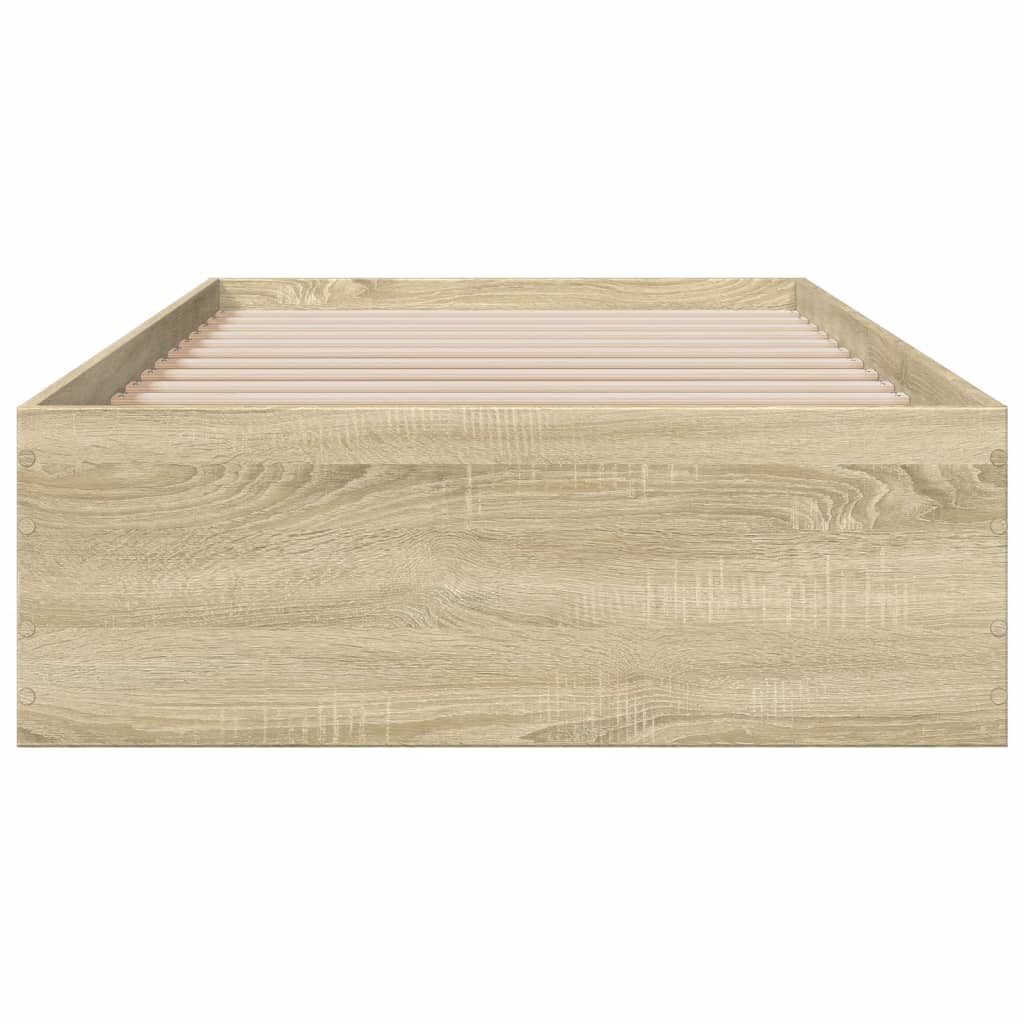 Bedframe met lades bewerkt hout sonoma eikenkleurig 100x200 cm is nu te koop bij PeponiXL, paradijselijk wonen!