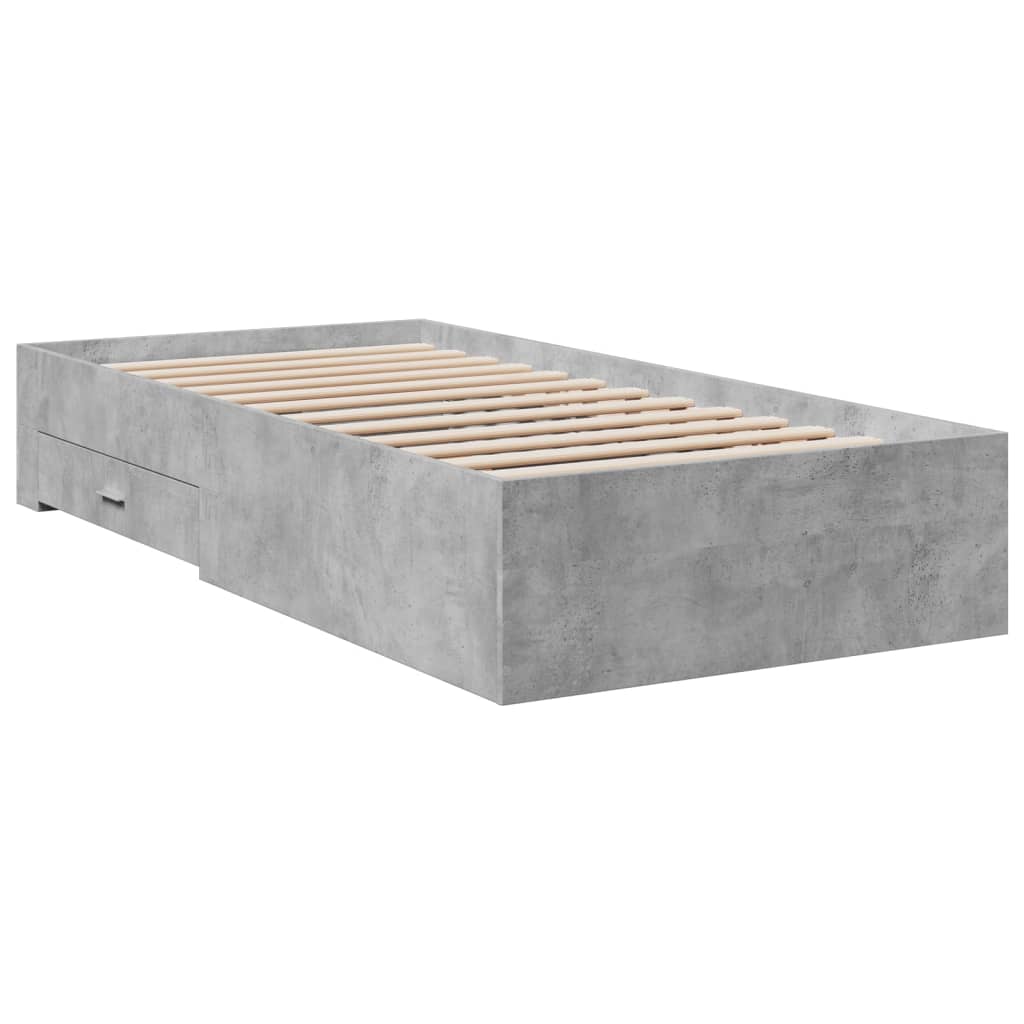 Bedframe met lades bewerkt hout betongrijs 100x200 cm is nu te koop bij PeponiXL, paradijselijk wonen!