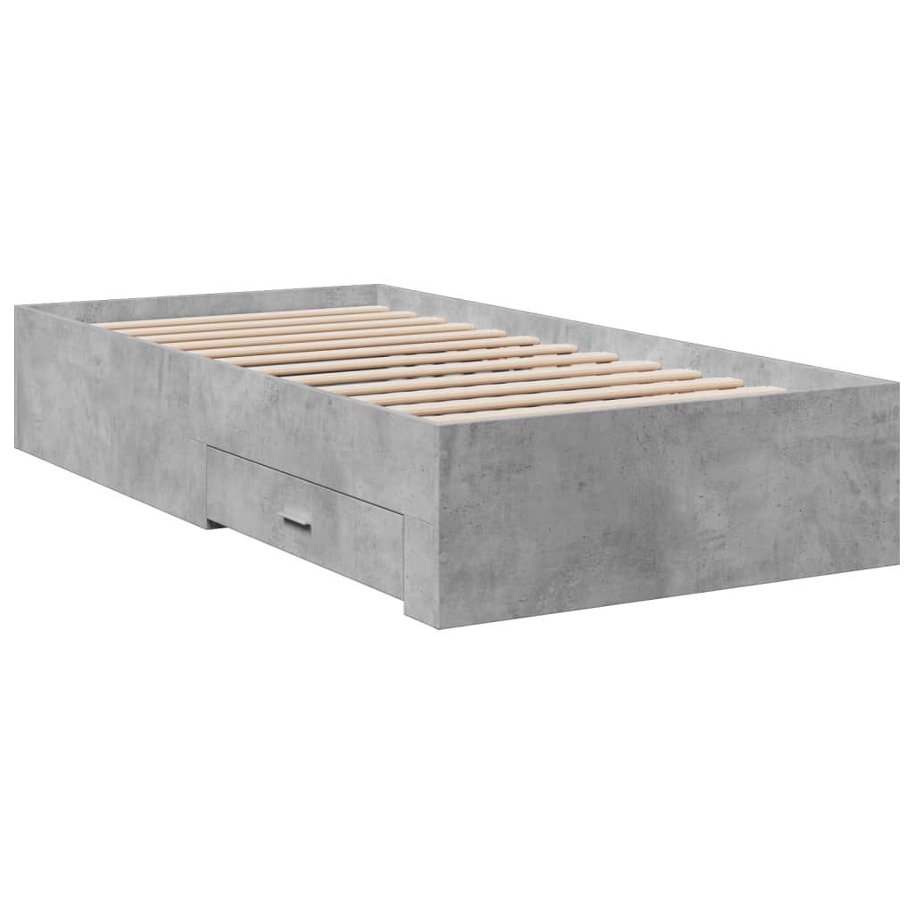Bedframe met lades bewerkt hout betongrijs 100x200 cm is nu te koop bij PeponiXL, paradijselijk wonen!