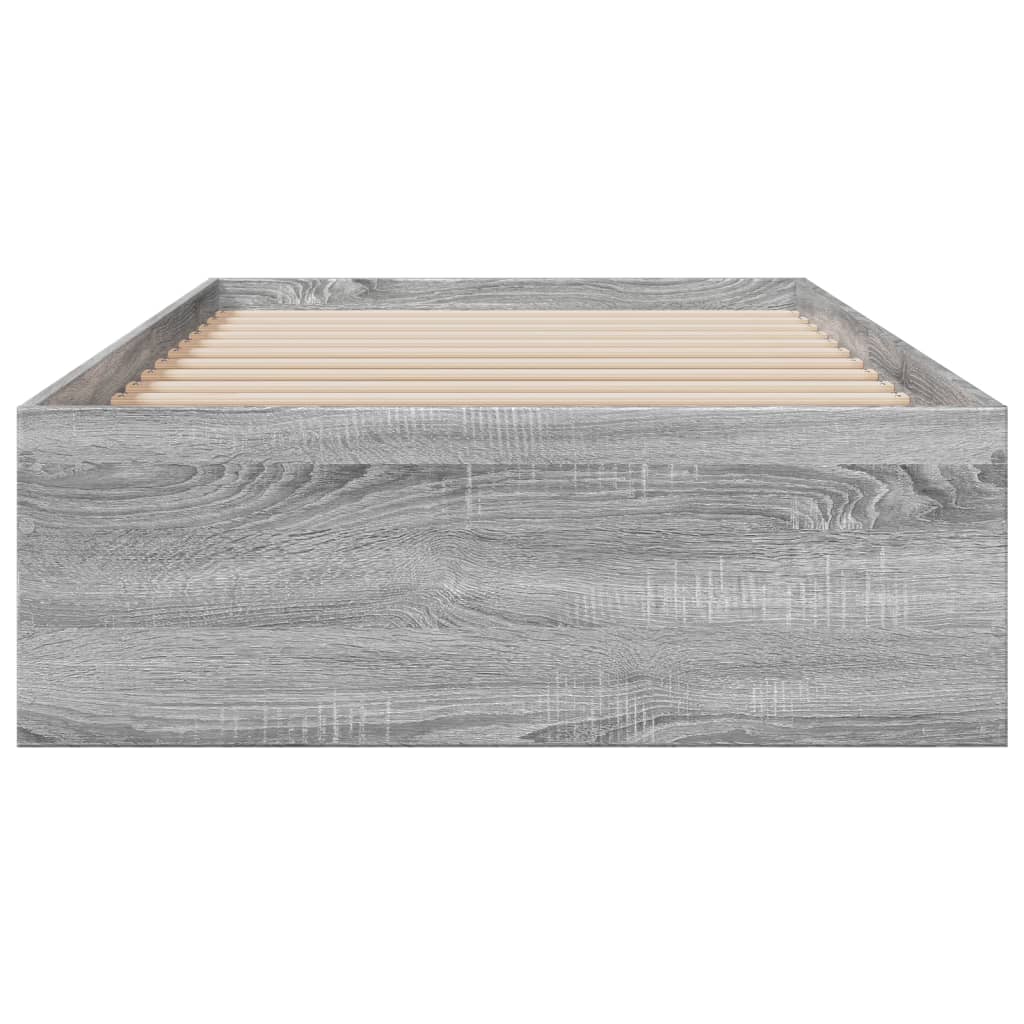 Bedframe met lades bewerkt hout grijs sonoma eiken 100x200 cm is nu te koop bij PeponiXL, paradijselijk wonen!