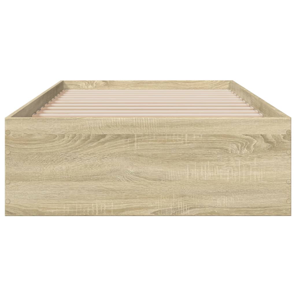 Bedframe met lades bewerkt hout sonoma eikenkleurig 90x200 cm is nu te koop bij PeponiXL, paradijselijk wonen!