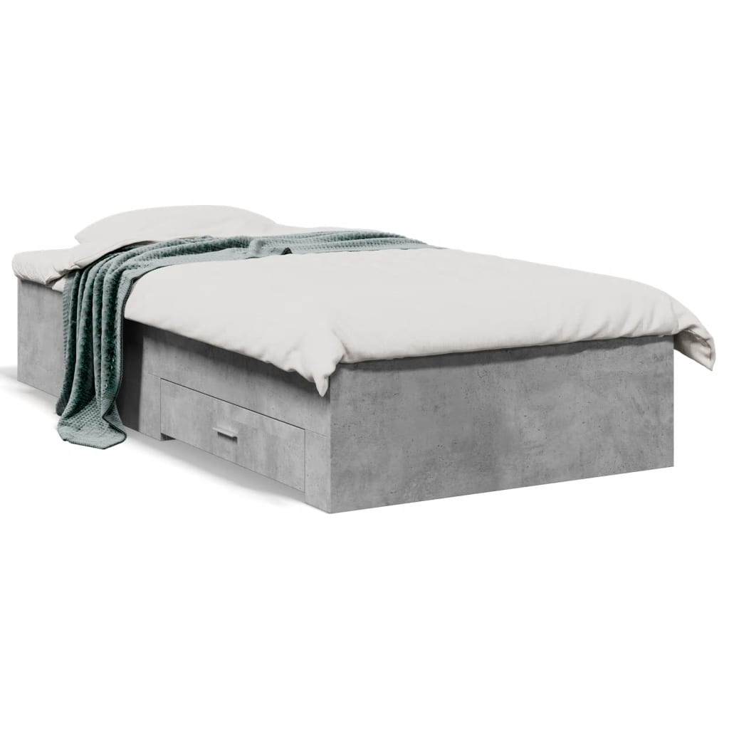 Bedframe met lades bewerkt hout betongrijs 90x200 cm is nu te koop bij PeponiXL, paradijselijk wonen!