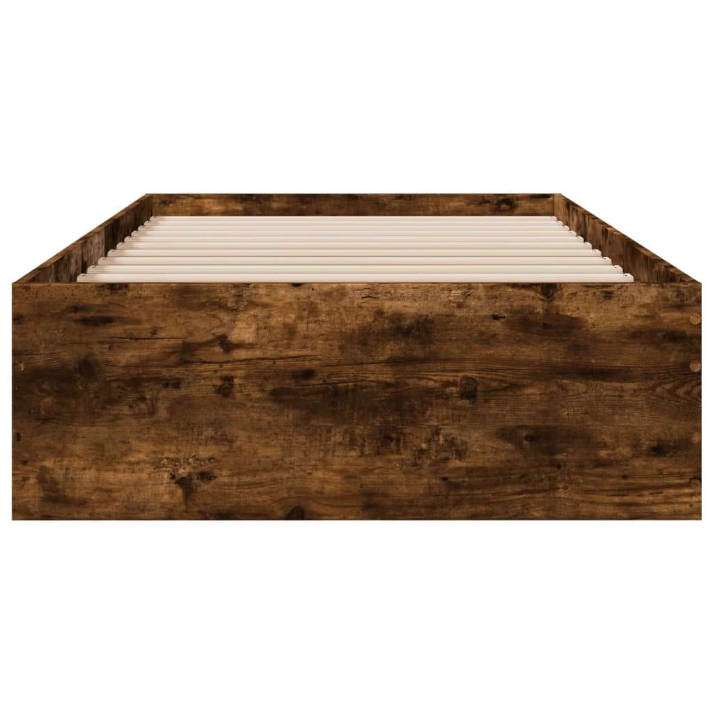 Bedframe met lades bewerkt hout gerookt eikenkleurig 90x200 cm is nu te koop bij PeponiXL, paradijselijk wonen!