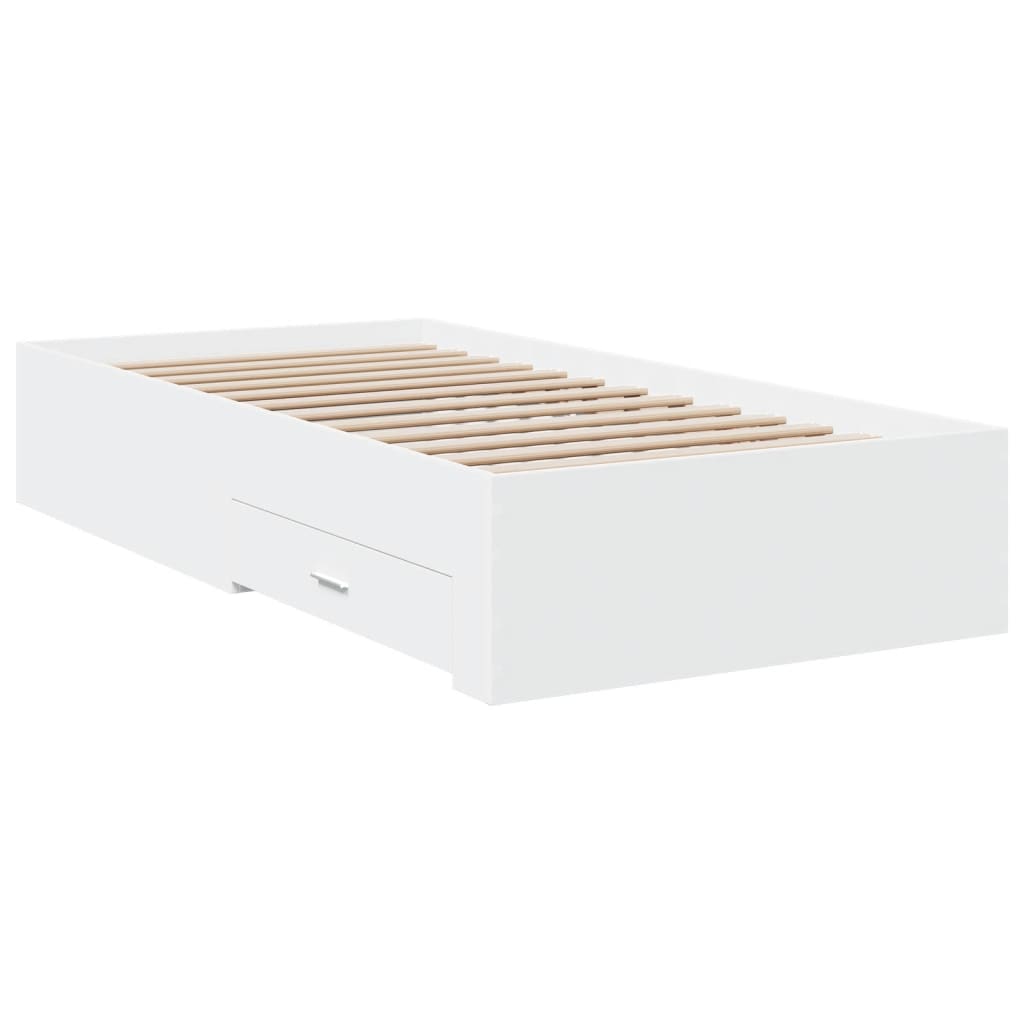 Bedframe met lades bewerkt hout wit 90x190 cm is nu te koop bij PeponiXL, paradijselijk wonen!