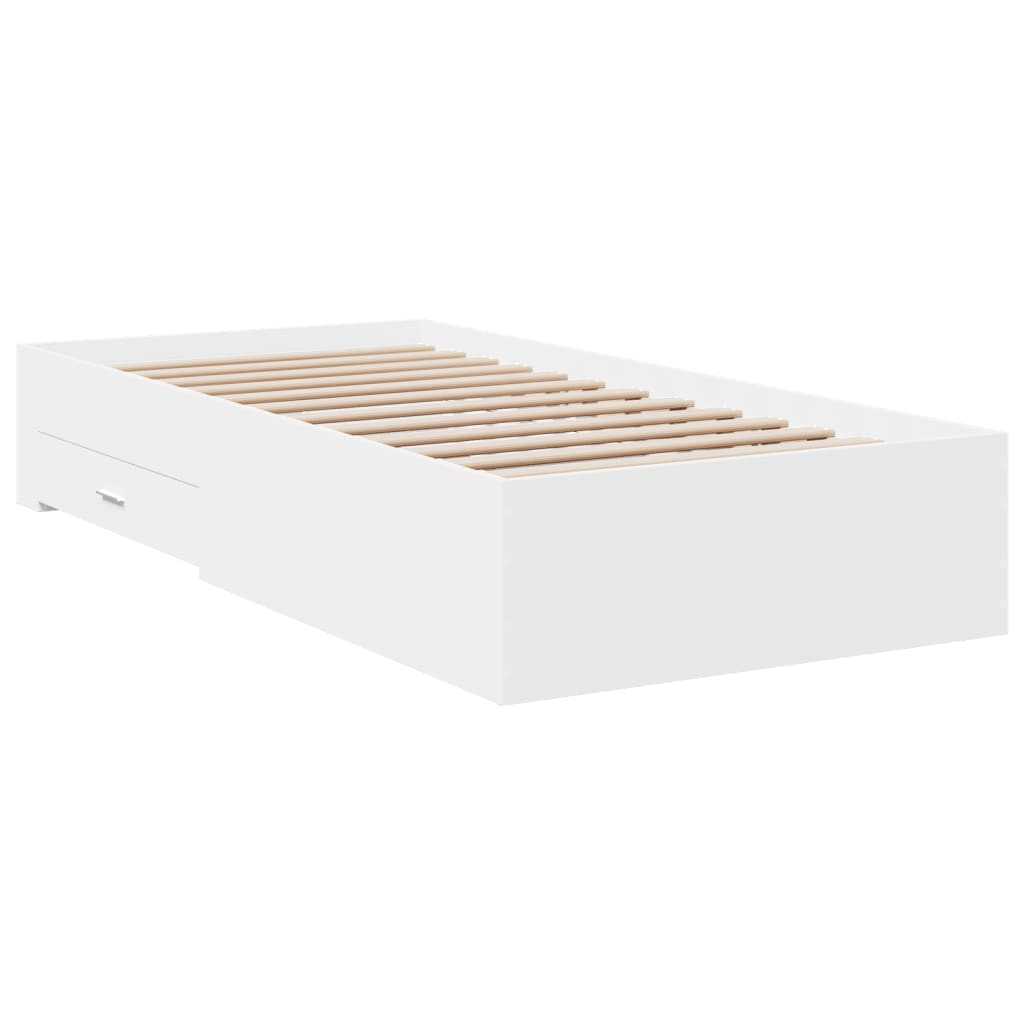 Bedframe met lades bewerkt hout wit 90x190 cm is nu te koop bij PeponiXL, paradijselijk wonen!