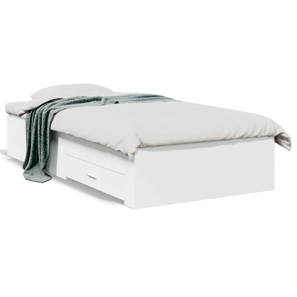 Bedframe met lades bewerkt hout wit 90x190 cm is nu te koop bij PeponiXL, paradijselijk wonen!