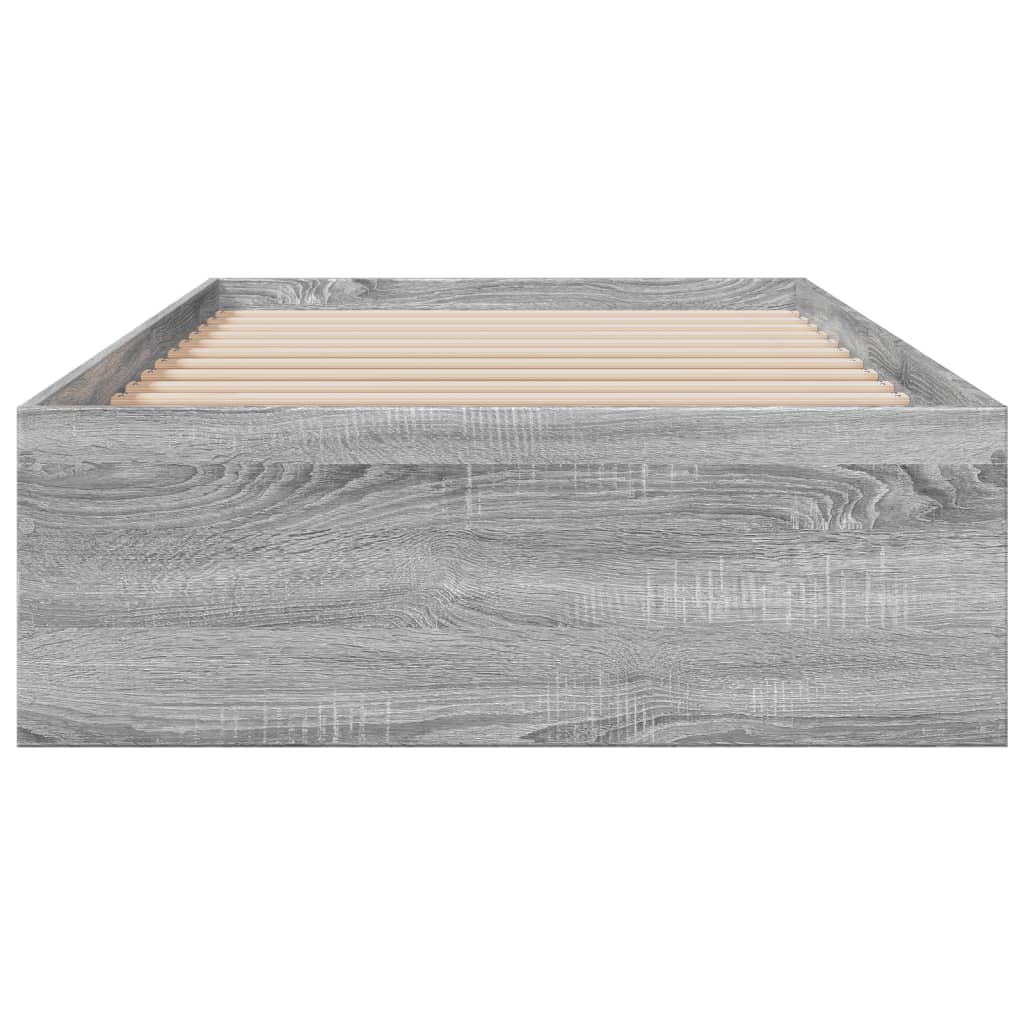 Bedframe met lades bewerkt hout grijs sonoma eiken 90x190 cm is nu te koop bij PeponiXL, paradijselijk wonen!