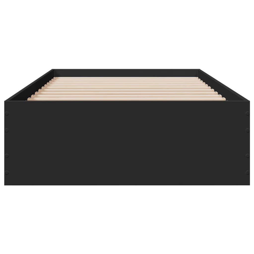 Bedframe met lades bewerkt hout zwart 75x190 cm is nu te koop bij PeponiXL, paradijselijk wonen!