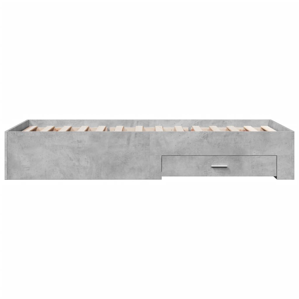 Bedframe met lades bewerkt hout betongrijs 75x190 cm is nu te koop bij PeponiXL, paradijselijk wonen!