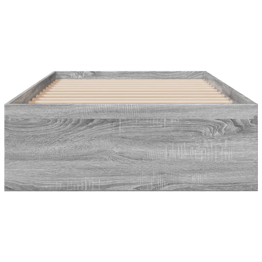Bedframe met lades bewerkt hout grijs sonoma eiken 75x190 cm is nu te koop bij PeponiXL, paradijselijk wonen!