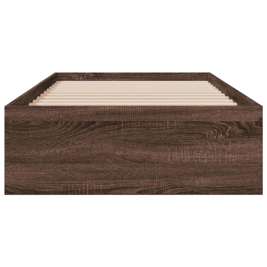 Bedframe met lades bewerkt hout bruin eikenkleurig 75x190 cm is nu te koop bij PeponiXL, paradijselijk wonen!