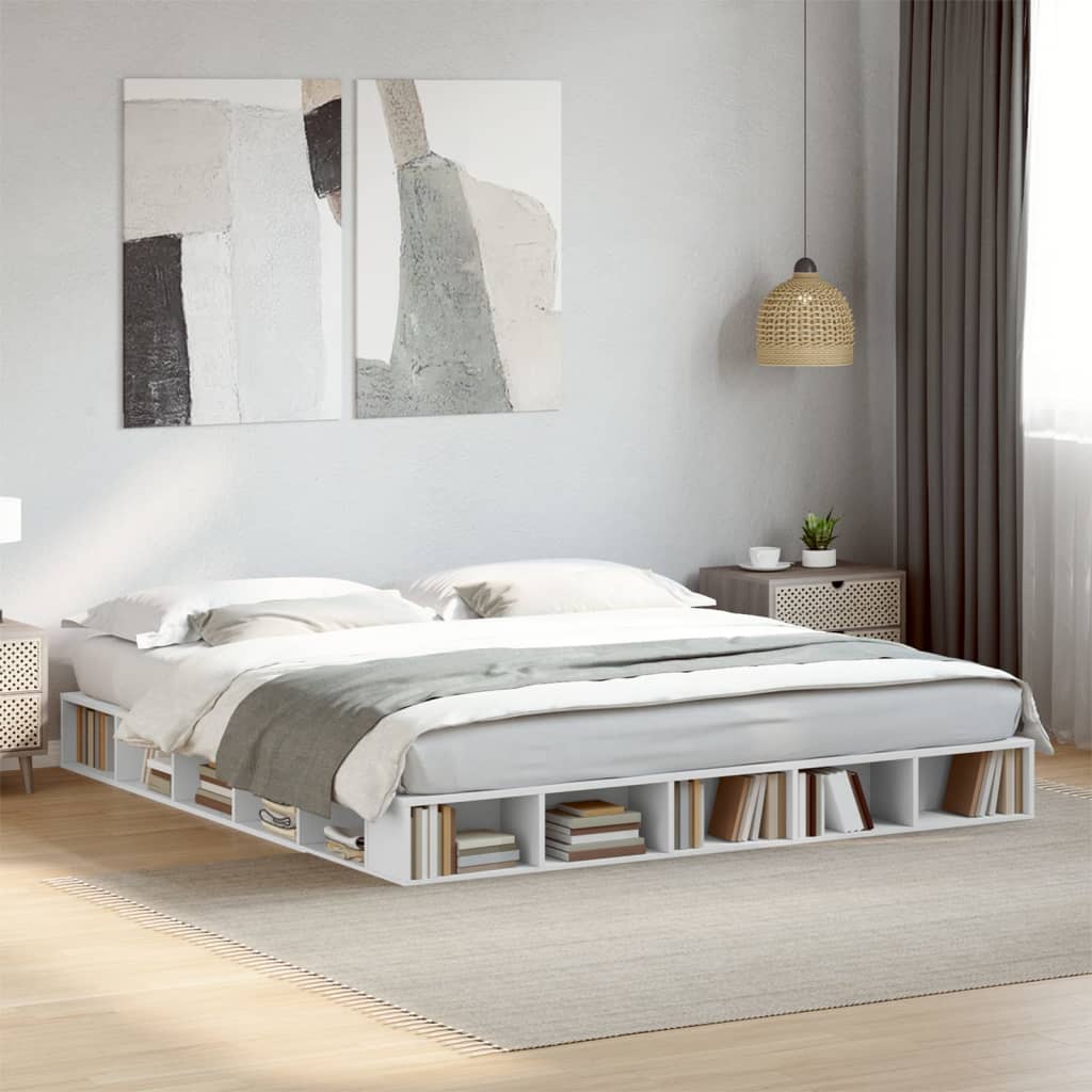 Bedframe massief hout wit 200x200 cm is nu te koop bij PeponiXL, paradijselijk wonen!