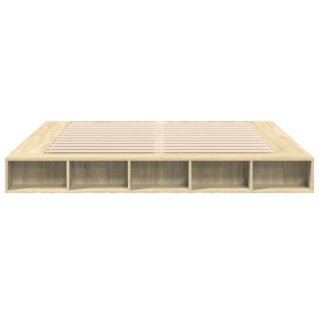 Bedframe bewerkt hout sonoma eikenkleurig 200x200 cm is nu te koop bij PeponiXL, paradijselijk wonen!