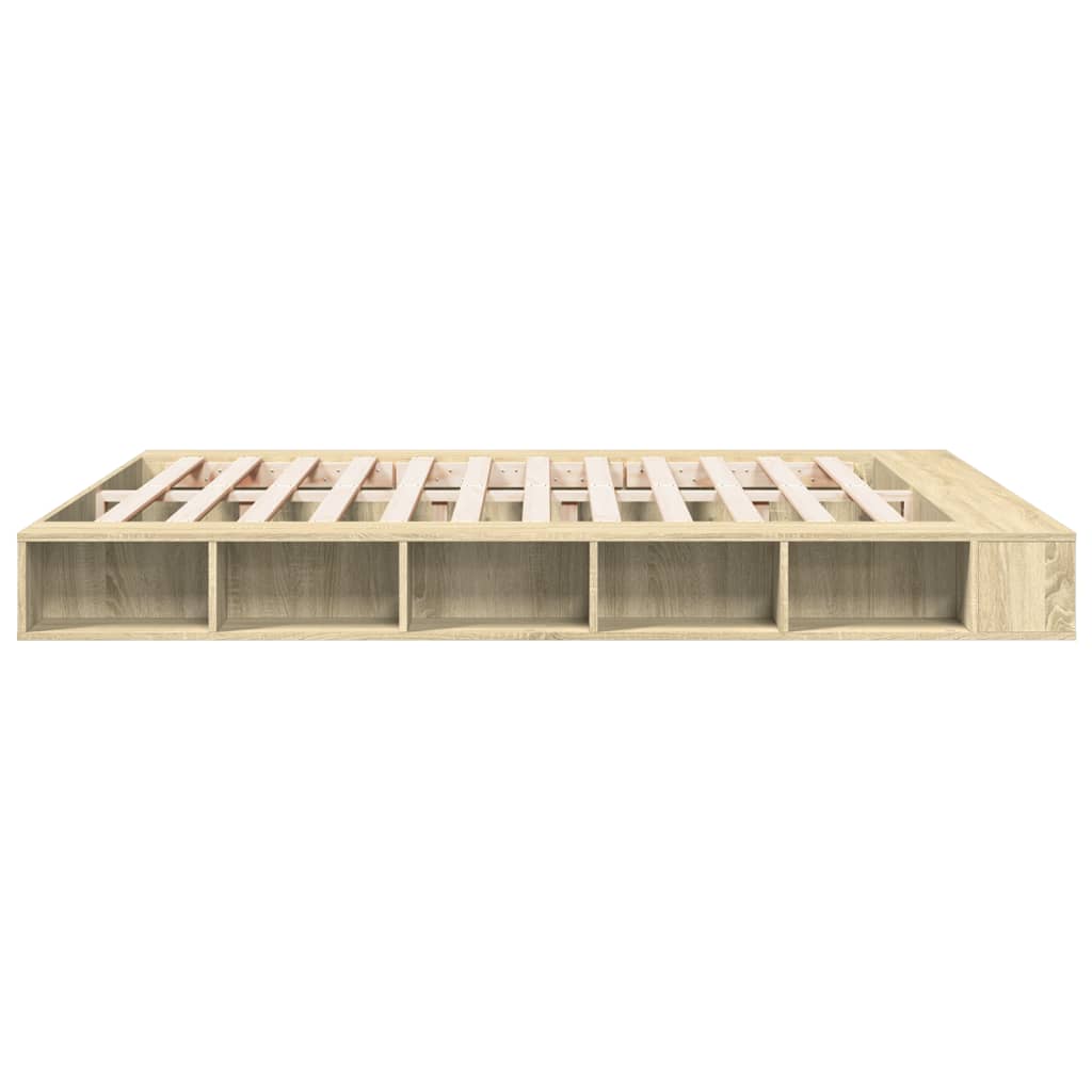 Bedframe bewerkt hout sonoma eikenkleurig 200x200 cm is nu te koop bij PeponiXL, paradijselijk wonen!