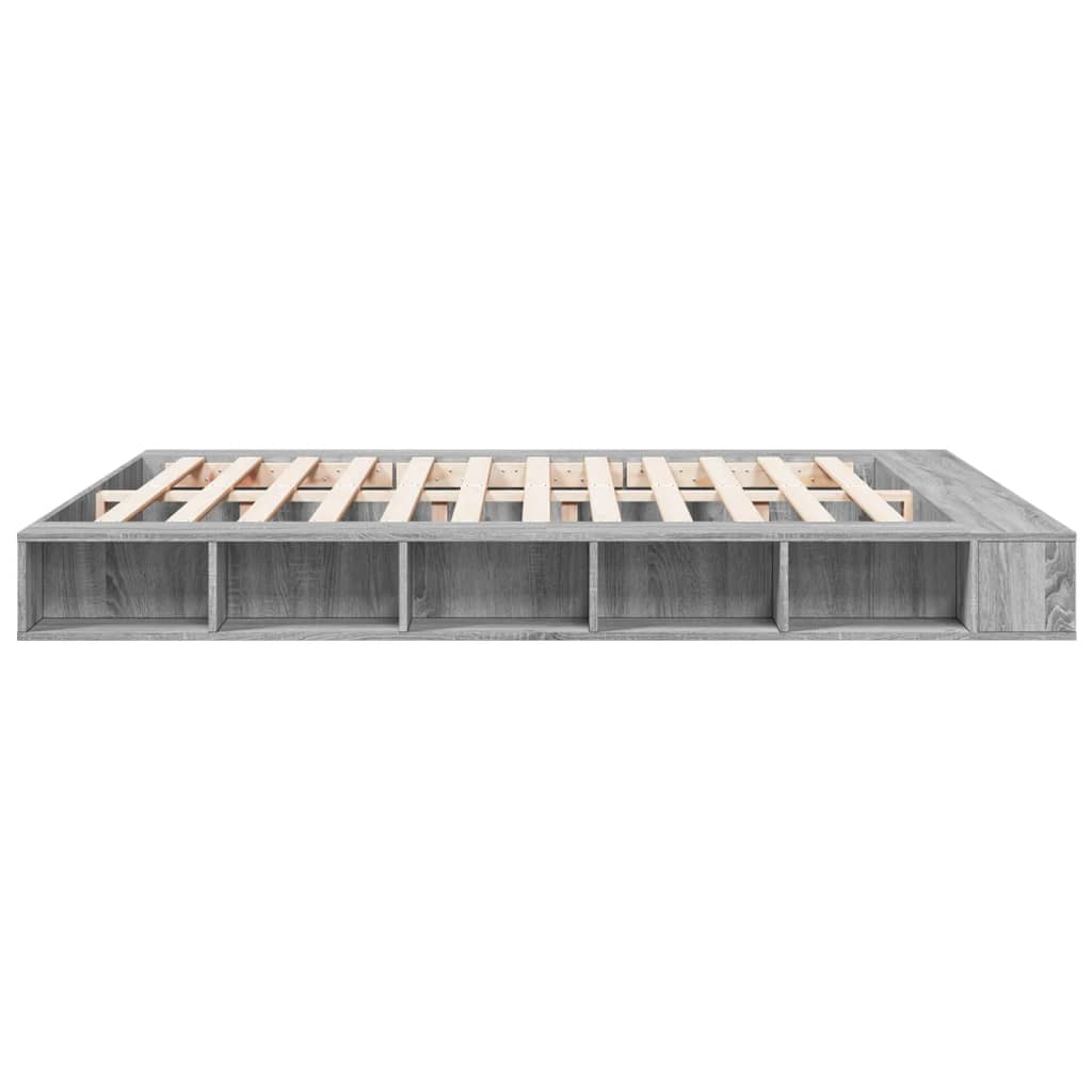 Bedframe bewerkt hout grijs sonoma eikenkleurig 200x200 cm is nu te koop bij PeponiXL, paradijselijk wonen!