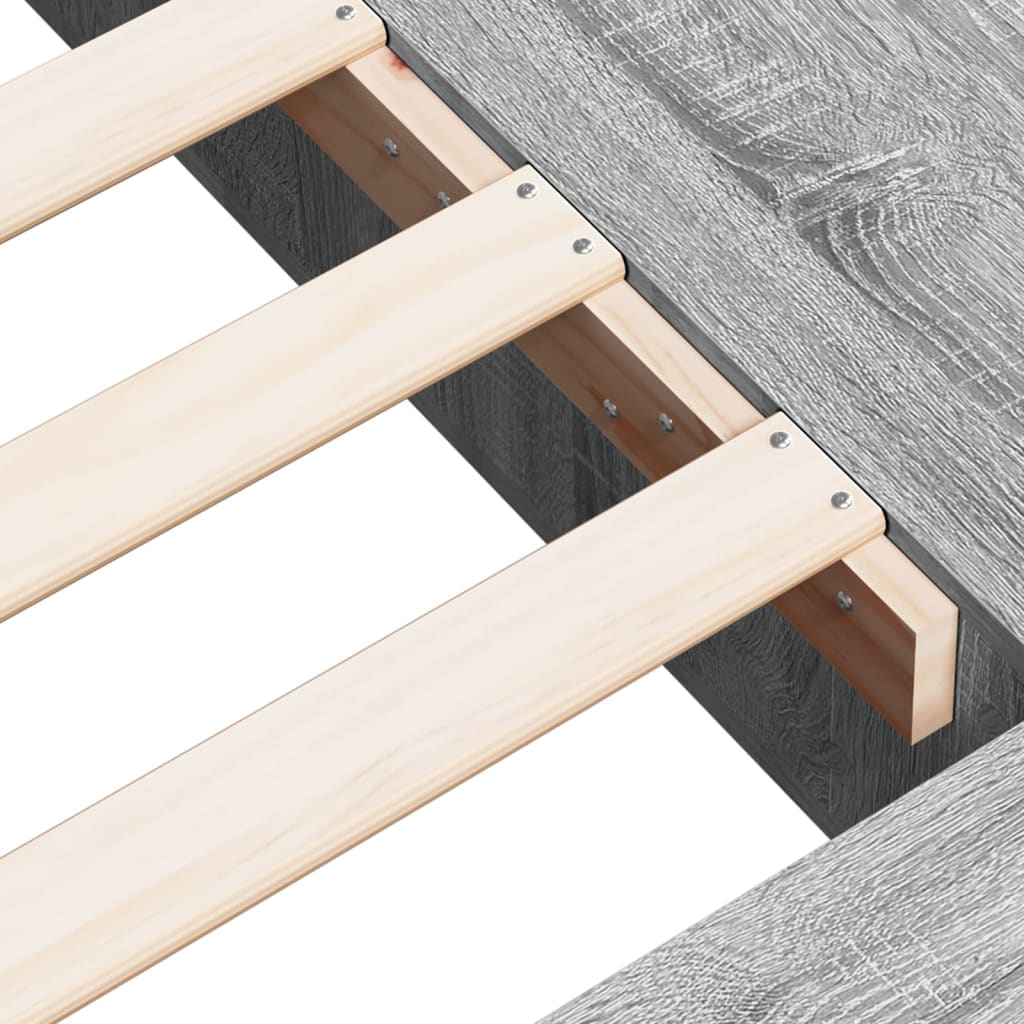Bedframe bewerkt hout grijs sonoma eikenkleurig 200x200 cm is nu te koop bij PeponiXL, paradijselijk wonen!