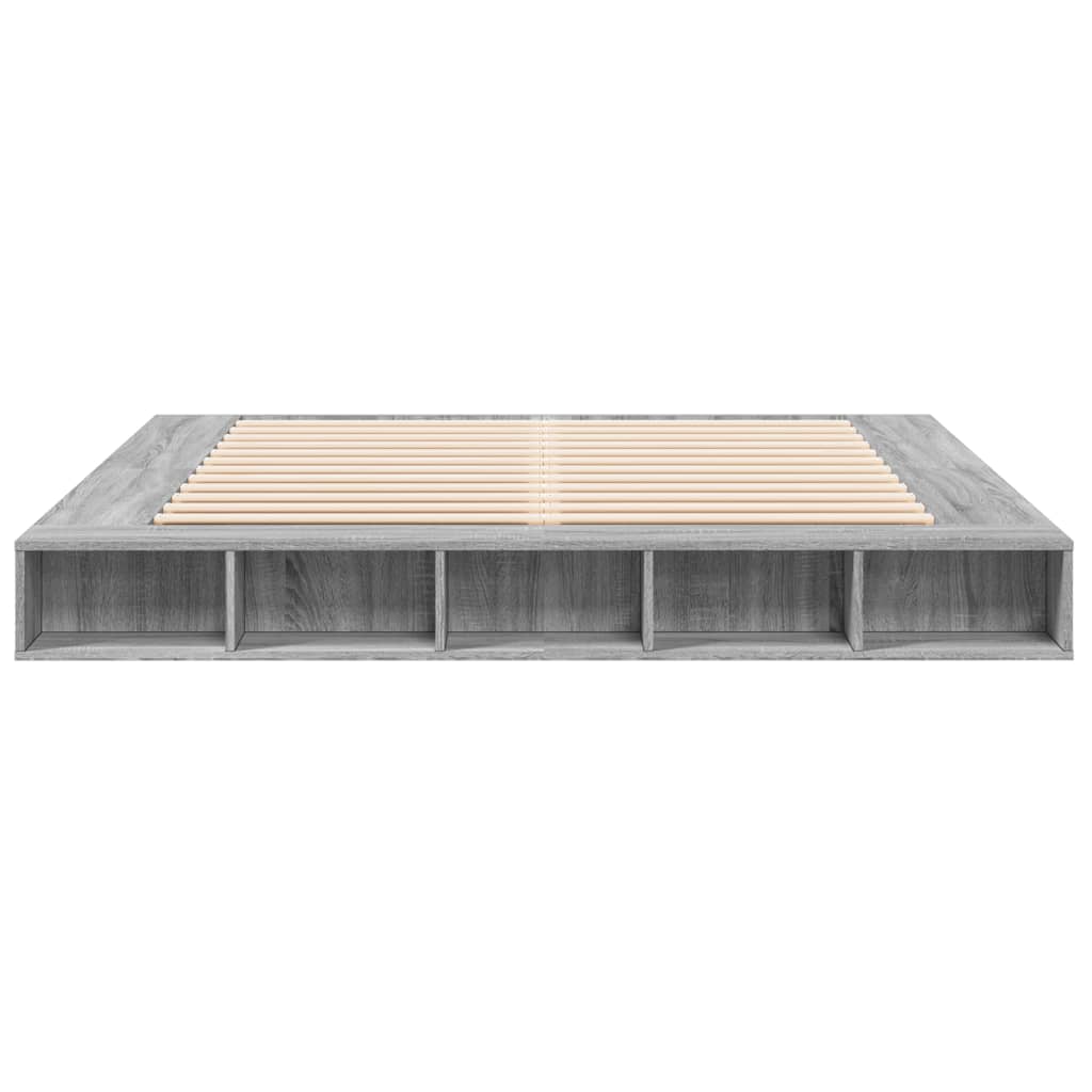 Bedframe bewerkt hout grijs sonoma eikenkleurig 180x200 cm is nu te koop bij PeponiXL, paradijselijk wonen!
