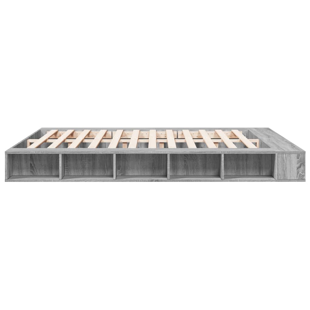 Bedframe bewerkt hout grijs sonoma eikenkleurig 180x200 cm is nu te koop bij PeponiXL, paradijselijk wonen!