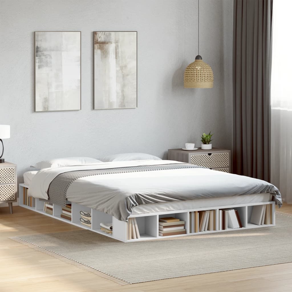 Bedframe bewerkt hout wit 160x200 cm is nu te koop bij PeponiXL, paradijselijk wonen!