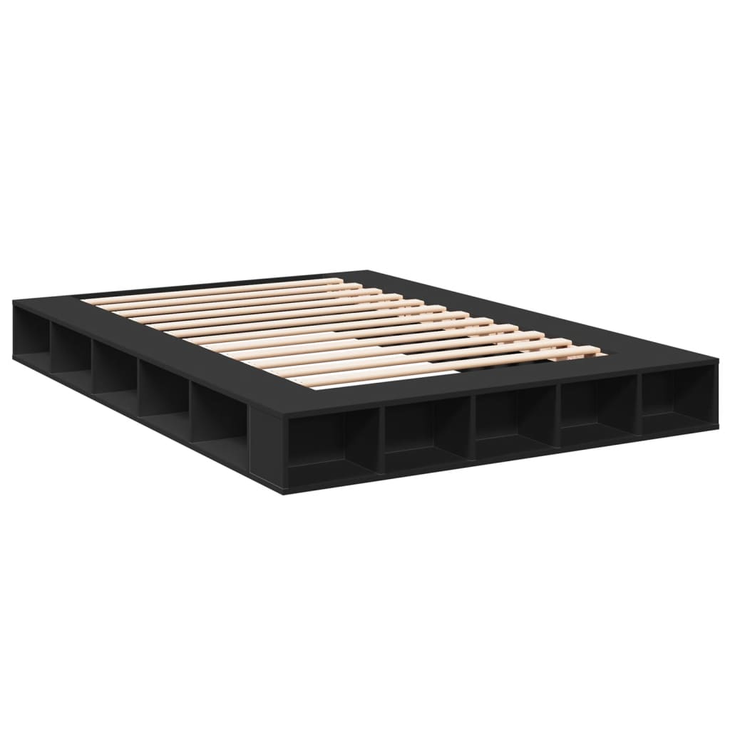 Bedframe bewerkt hout zwart 160x200 cm is nu te koop bij PeponiXL, paradijselijk wonen!
