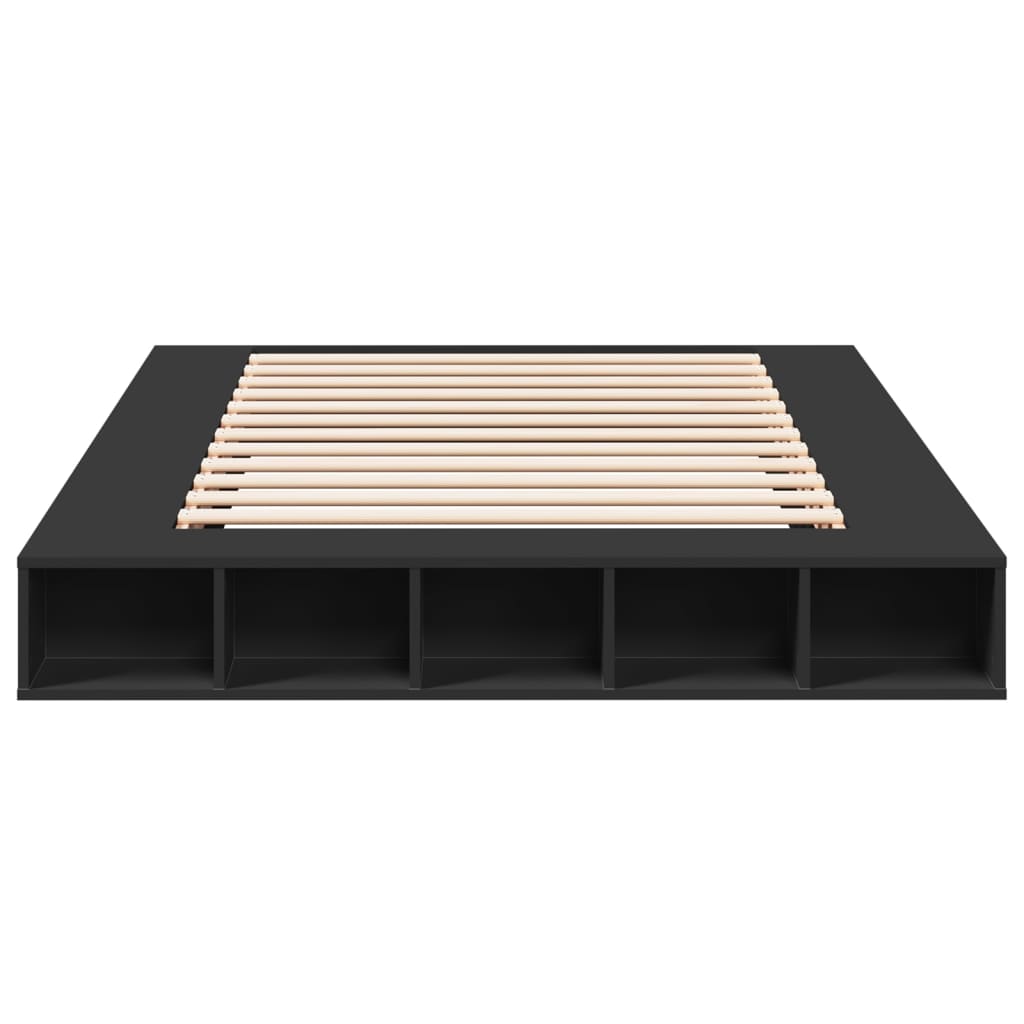 Bedframe bewerkt hout zwart 160x200 cm is nu te koop bij PeponiXL, paradijselijk wonen!