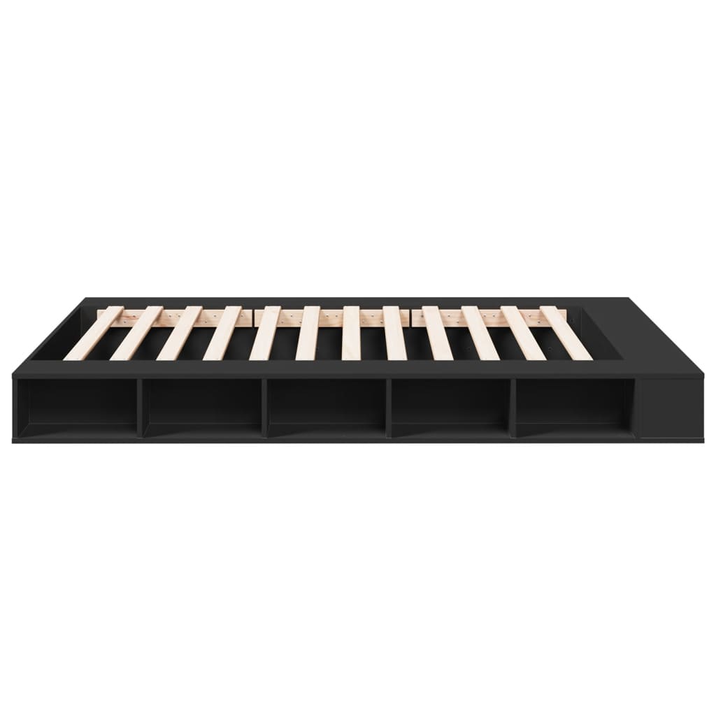 Bedframe bewerkt hout zwart 160x200 cm is nu te koop bij PeponiXL, paradijselijk wonen!