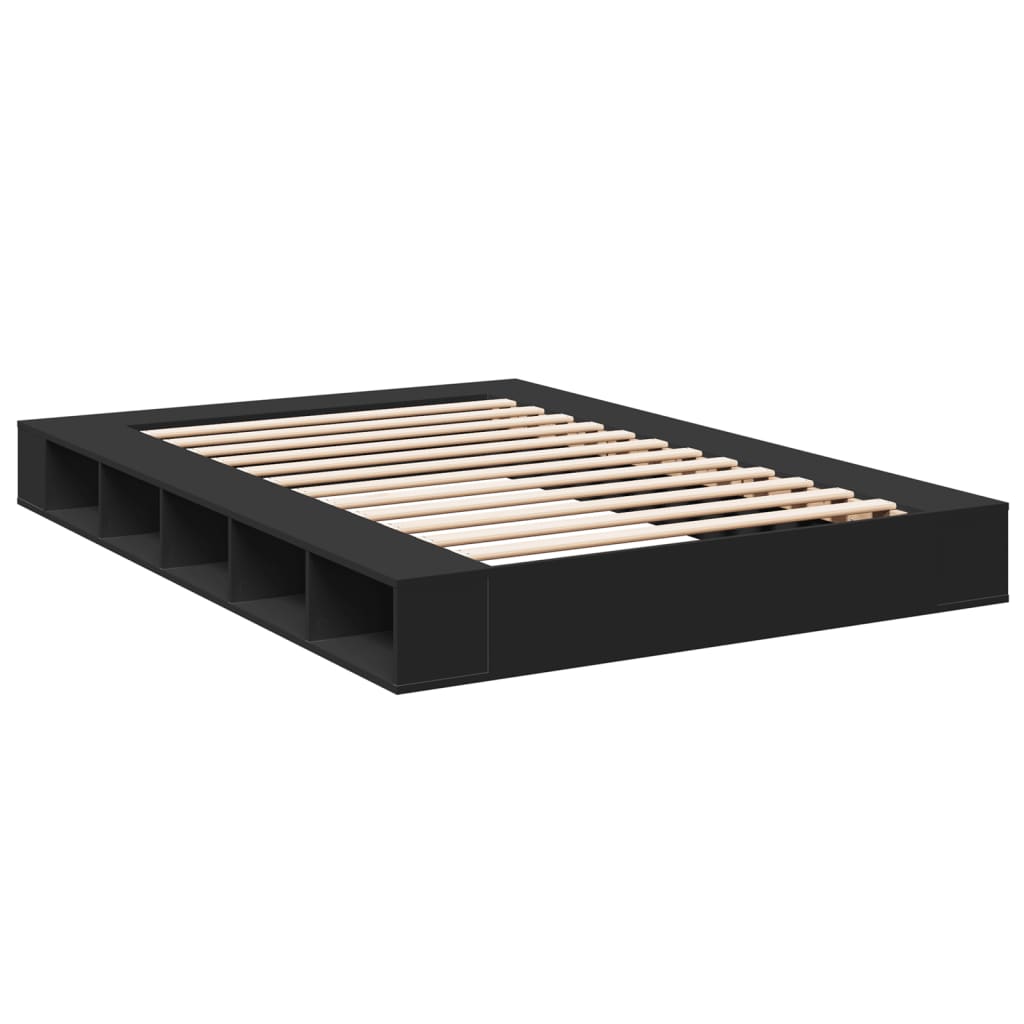 Bedframe bewerkt hout zwart 160x200 cm is nu te koop bij PeponiXL, paradijselijk wonen!