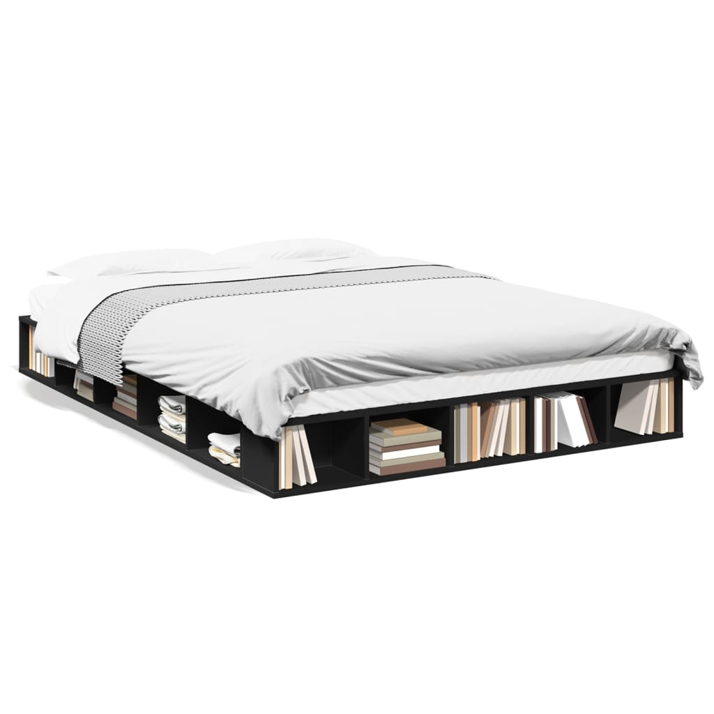 Bedframe bewerkt hout zwart 160x200 cm is nu te koop bij PeponiXL, paradijselijk wonen!