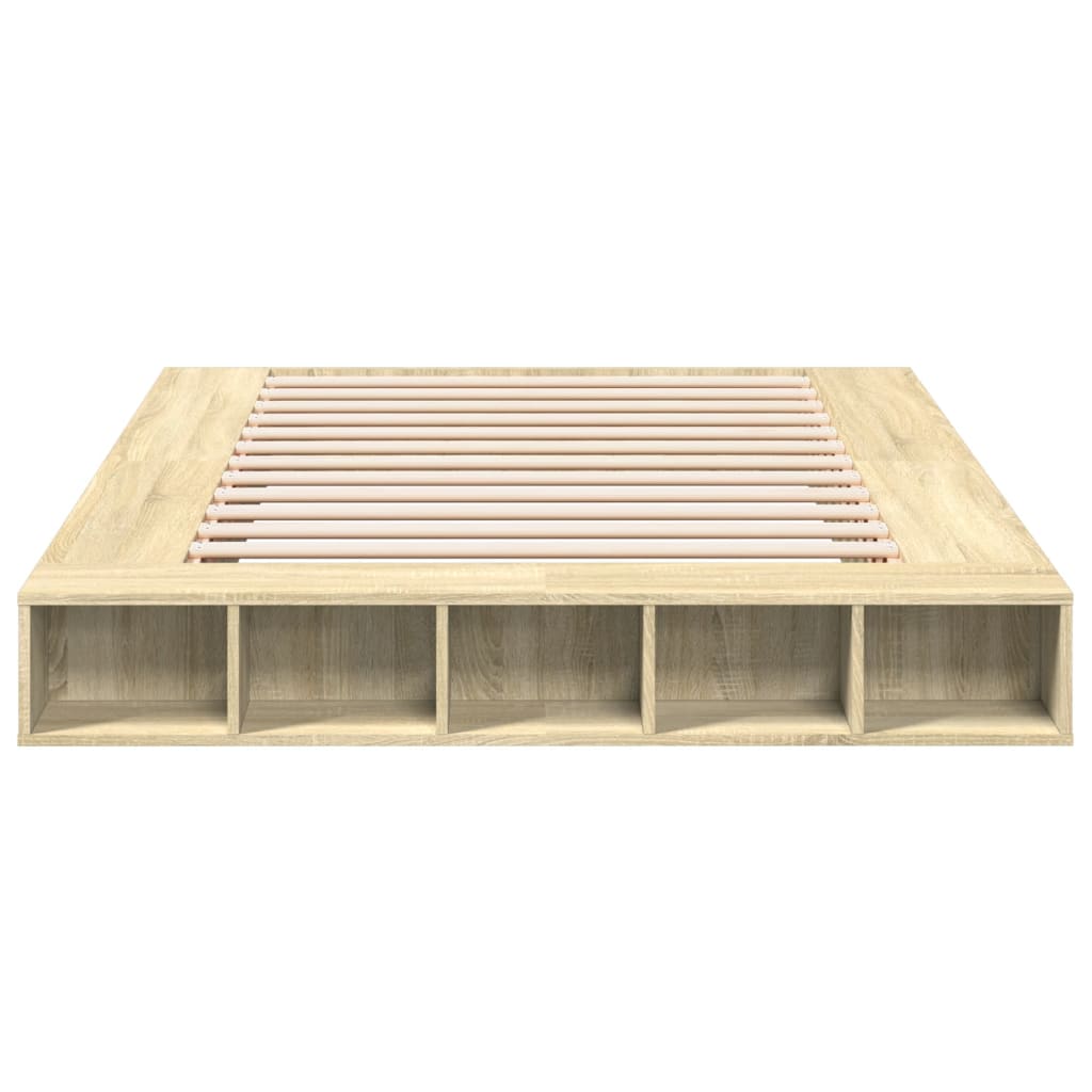 Bedframe bewerkt hout sonoma eikenkleurig 150x200 cm is nu te koop bij PeponiXL, paradijselijk wonen!
