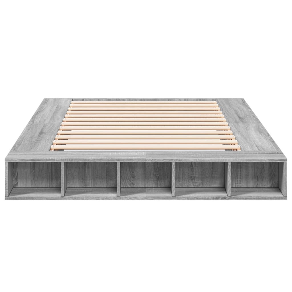 Bedframe bewerkt hout grijs sonoma eikenkleurig 150x200 cm is nu te koop bij PeponiXL, paradijselijk wonen!
