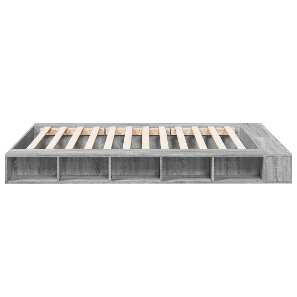 Bedframe bewerkt hout grijs sonoma eikenkleurig 150x200 cm is nu te koop bij PeponiXL, paradijselijk wonen!