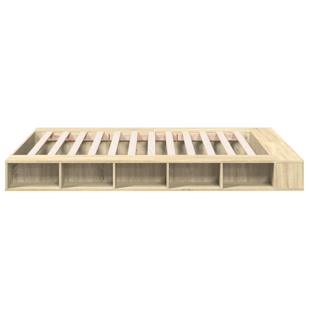 Bedframe bewerkt hout sonoma eikenkleurig 140x200 cm is nu te koop bij PeponiXL, paradijselijk wonen!