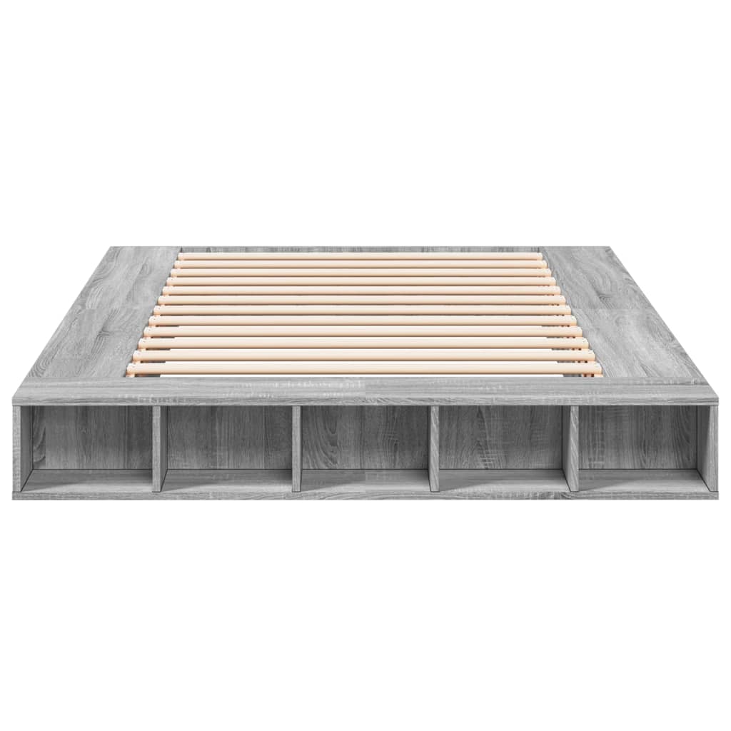 Bedframe bewerkt hout grijs sonoma eikenkleurig 140x200 cm is nu te koop bij PeponiXL, paradijselijk wonen!