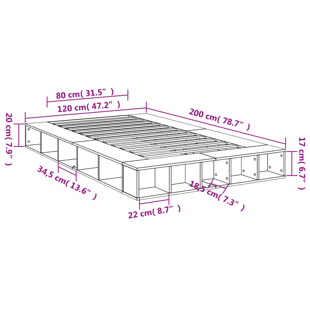 Bedframe massief hout wit 120x200 cm is nu te koop bij PeponiXL, paradijselijk wonen!