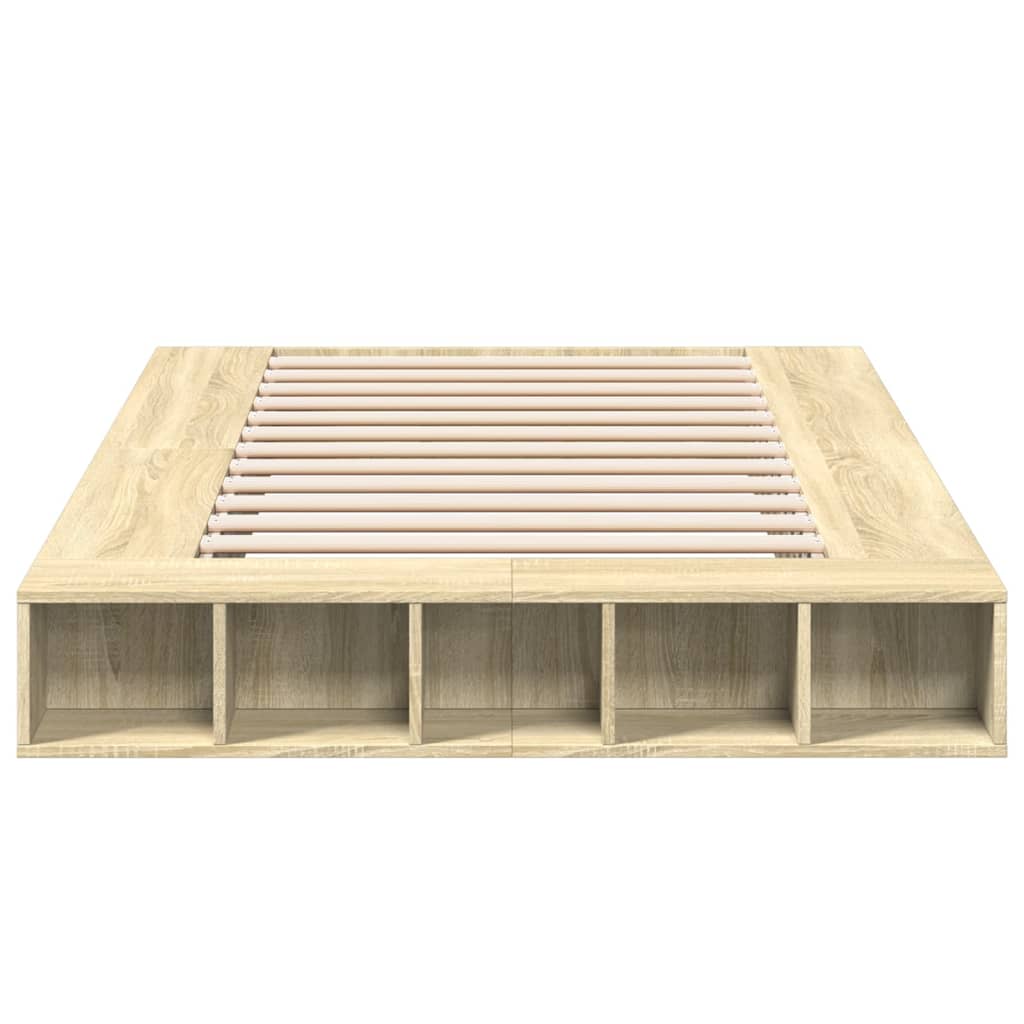 Bedframe bewerkt hout sonoma eikenkleurig 120x200 cm is nu te koop bij PeponiXL, paradijselijk wonen!