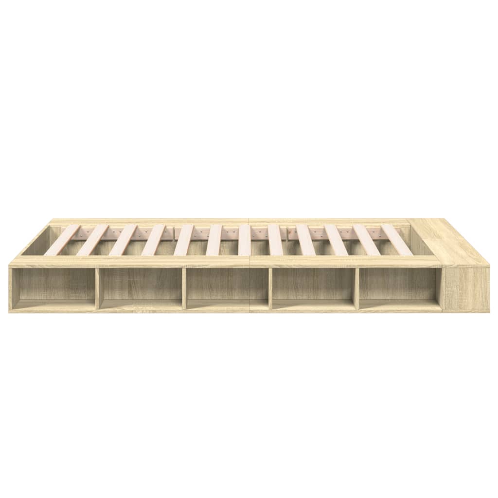 Bedframe bewerkt hout sonoma eikenkleurig 120x200 cm is nu te koop bij PeponiXL, paradijselijk wonen!