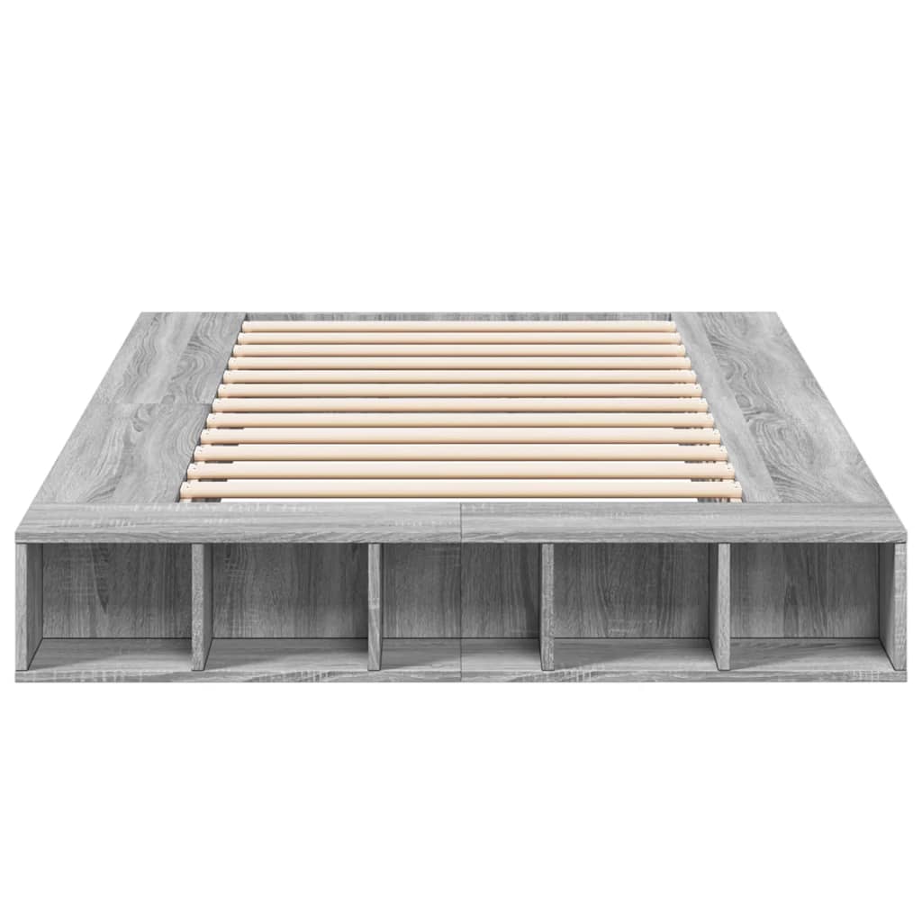 Bedframe bewerkt hout grijs sonoma eikenkleurig 140x190 cm is nu te koop bij PeponiXL, paradijselijk wonen!