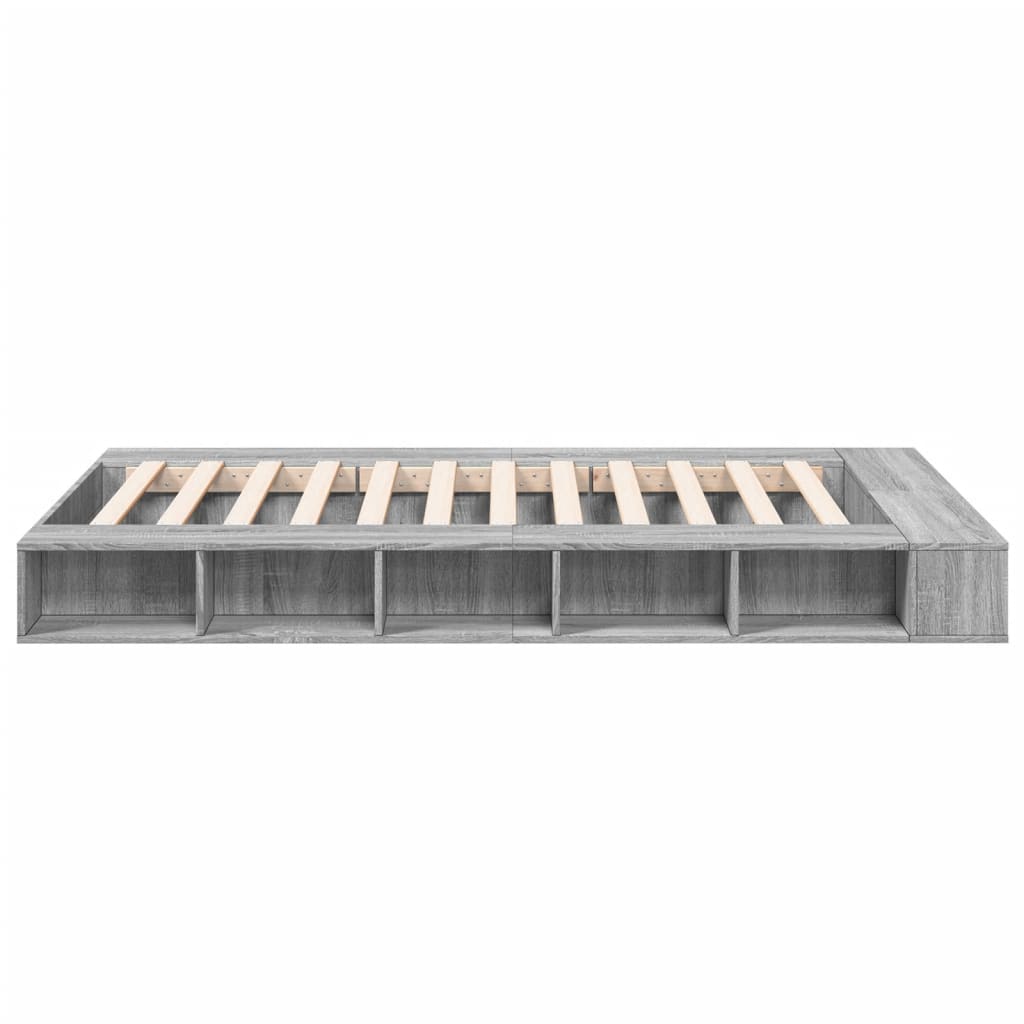 Bedframe bewerkt hout grijs sonoma eikenkleurig 140x190 cm is nu te koop bij PeponiXL, paradijselijk wonen!
