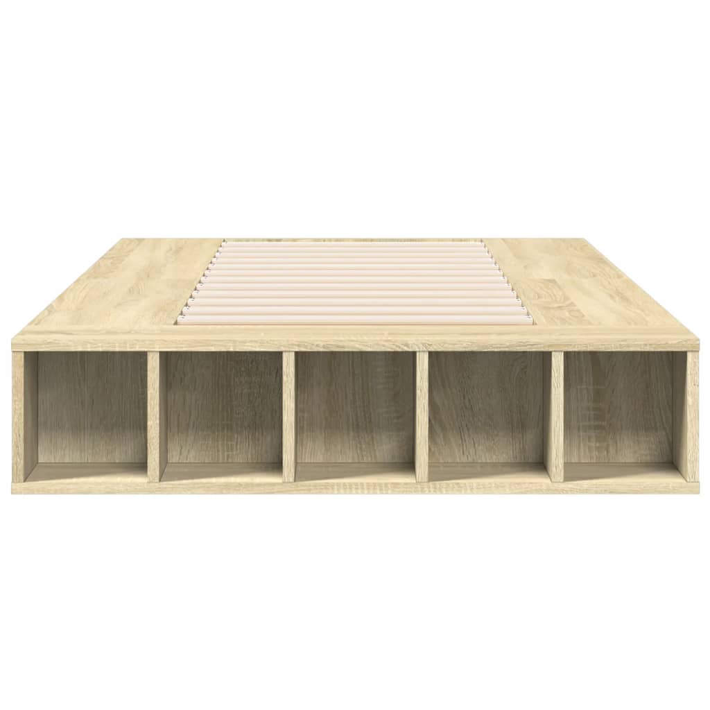 Bedframe bewerkt hout sonoma eikenkleurig 100x200 cm is nu te koop bij PeponiXL, paradijselijk wonen!