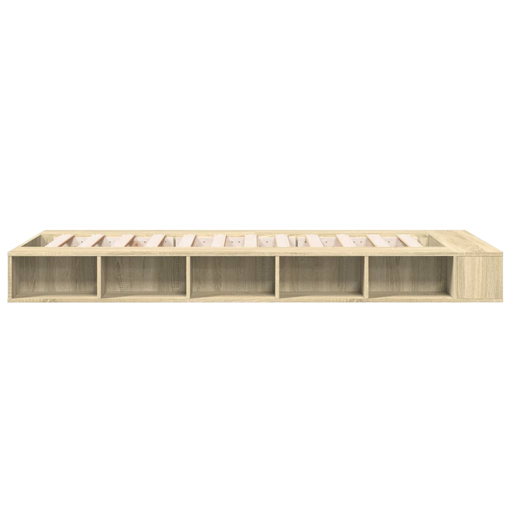 Bedframe bewerkt hout sonoma eikenkleurig 100x200 cm is nu te koop bij PeponiXL, paradijselijk wonen!